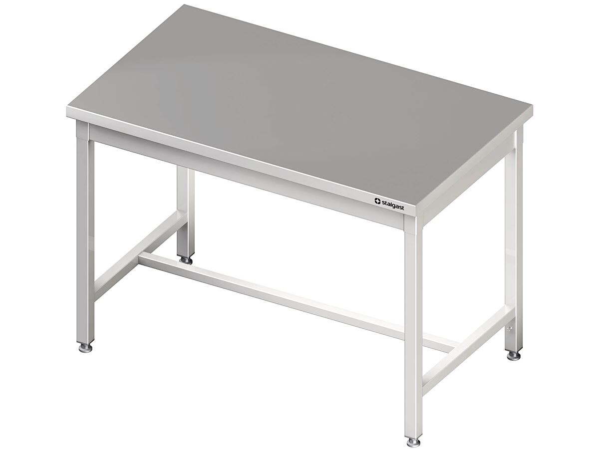 Zentralarbeitstisch PROFI Edelstahl mit mittiger Strebe ohne Aufkantung 1800x800x850 mm verschweißt