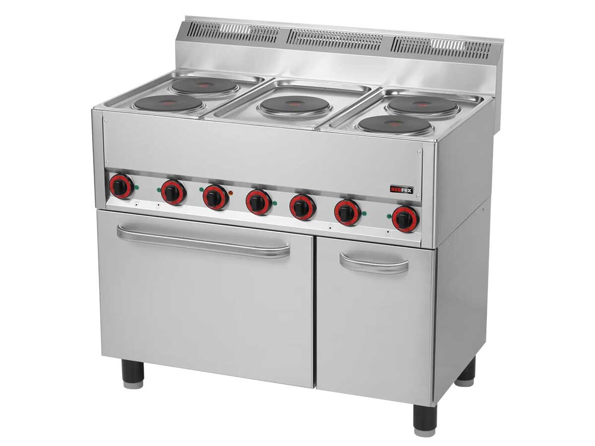 Redfox SPT 90/5 ELS Elektroherd mit Backofen, 5 Kochstellen Ø 180 mm, 10 kW+3,13 kW, BTH 990 x 600 x 860 mm