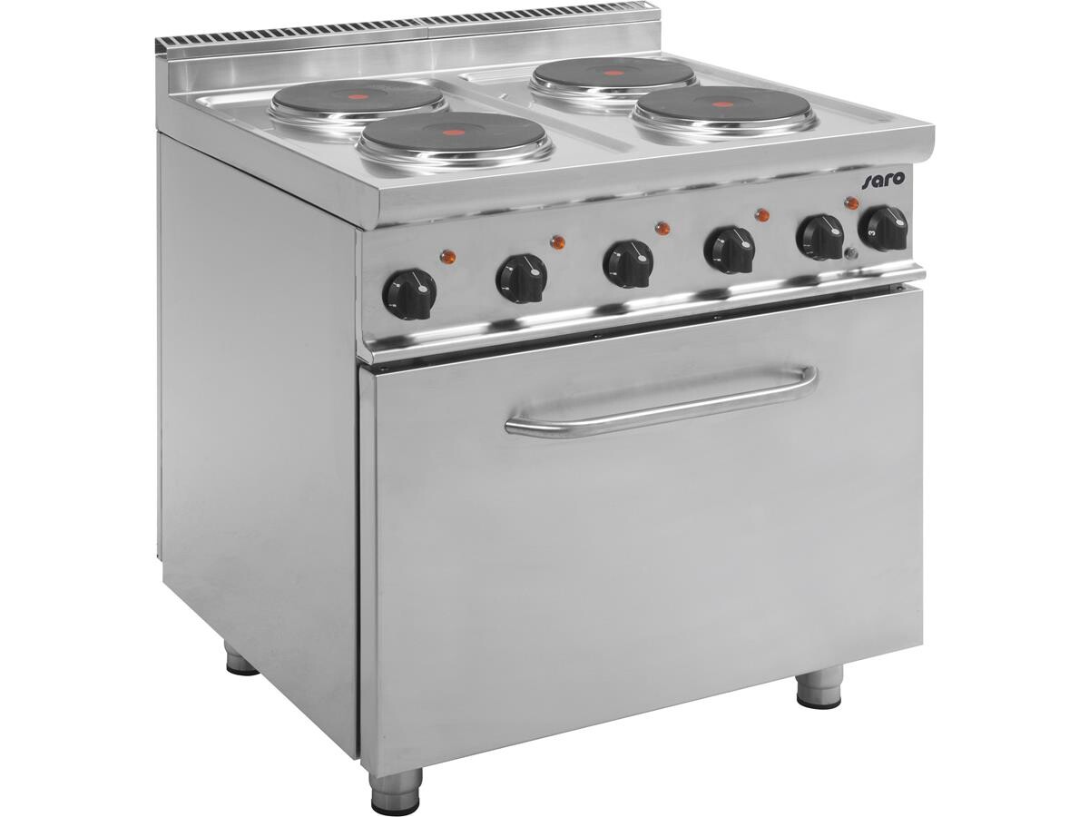 Saro E7/CUET4LE Elektroherd mit Elektrobackofen, 4 Kochstellen Ø 220 mm, 10,4 kW+ 5,5 kW, Standgerät, BTH 800 x 700 x 850 mm