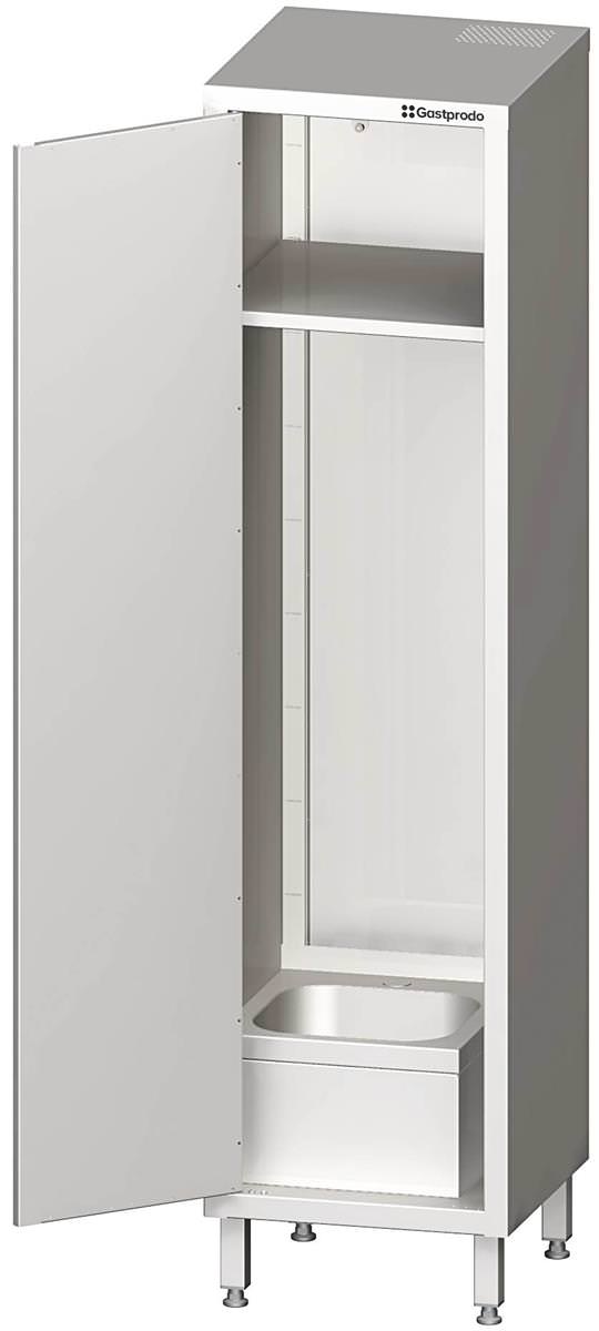 Edelstahl Hochschrank mit Spülbecken für Reinigungsutensilien 50 x 50 x 200 cm