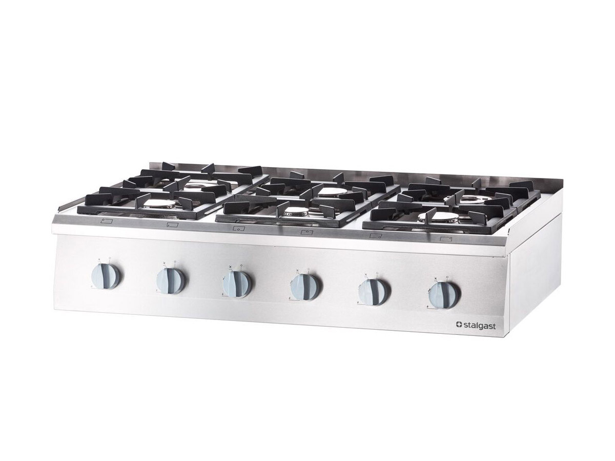 Stalgast Serie 700, Gasherd 6 Brenner als Tischgerät, 32,5 kW, BTH 1200 x 700 x 250 mm