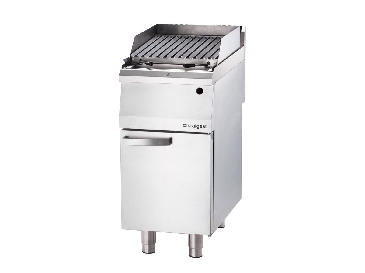 Stalgast Serie 700 ND Gas-Lavastein-Grill mit S-Rost, 8 kW, 1 Heizzone, Standgerät, BTH 400 x 700 x 850 mm