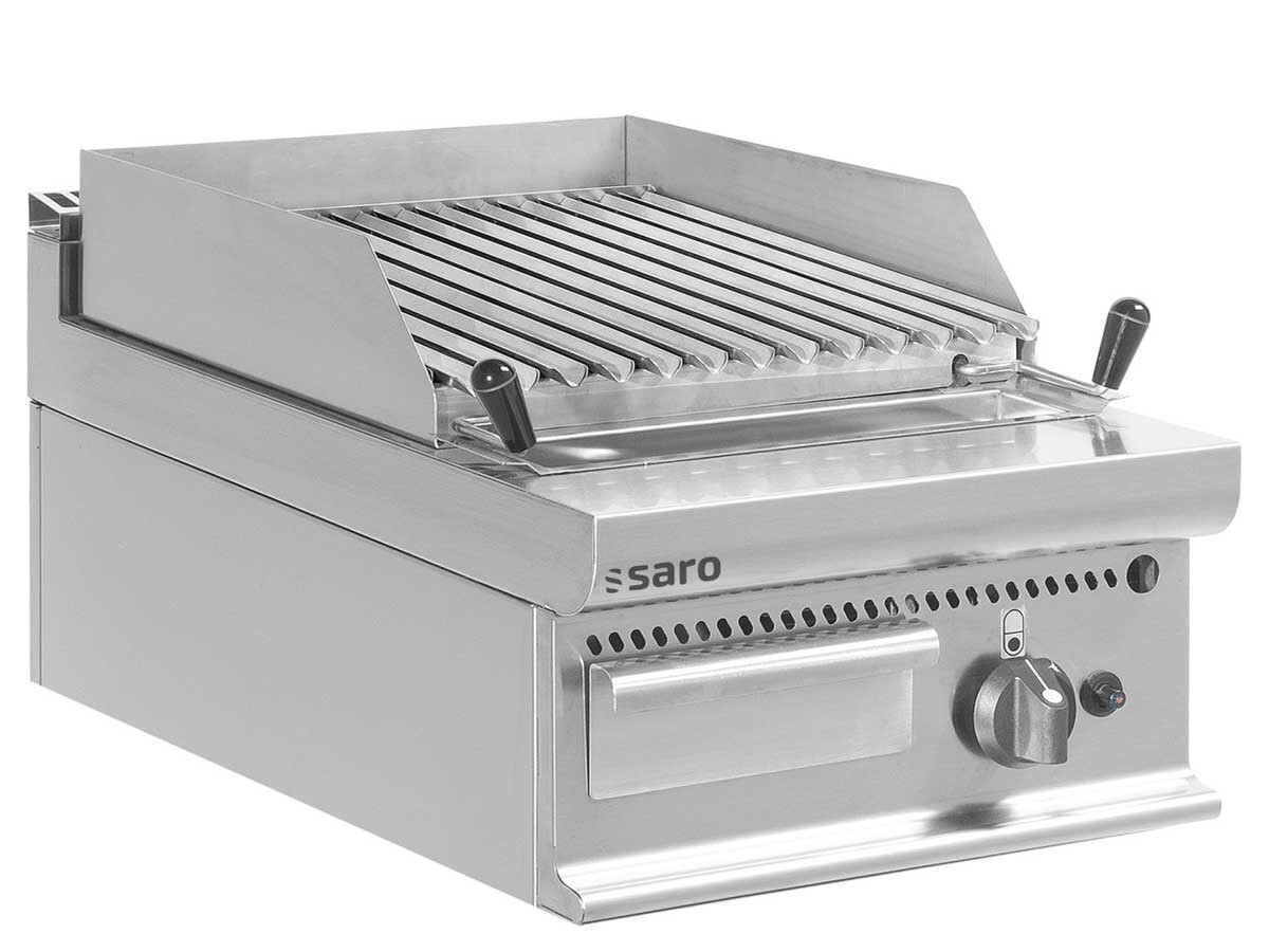 Saro E7/BS1BB, Gas-Lavasteingrill, 8 kW, 1 Heizzone. Tischgerät, BTH 400 x 700 x 270 mm