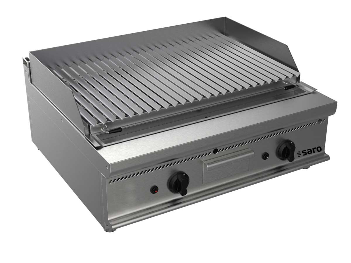 Saro E7/BS2BB, Gas-Lavasteingrill, 16 kW, 2 Heizzonen, Tischgerät, BTH 800 x 700 x 270 mm