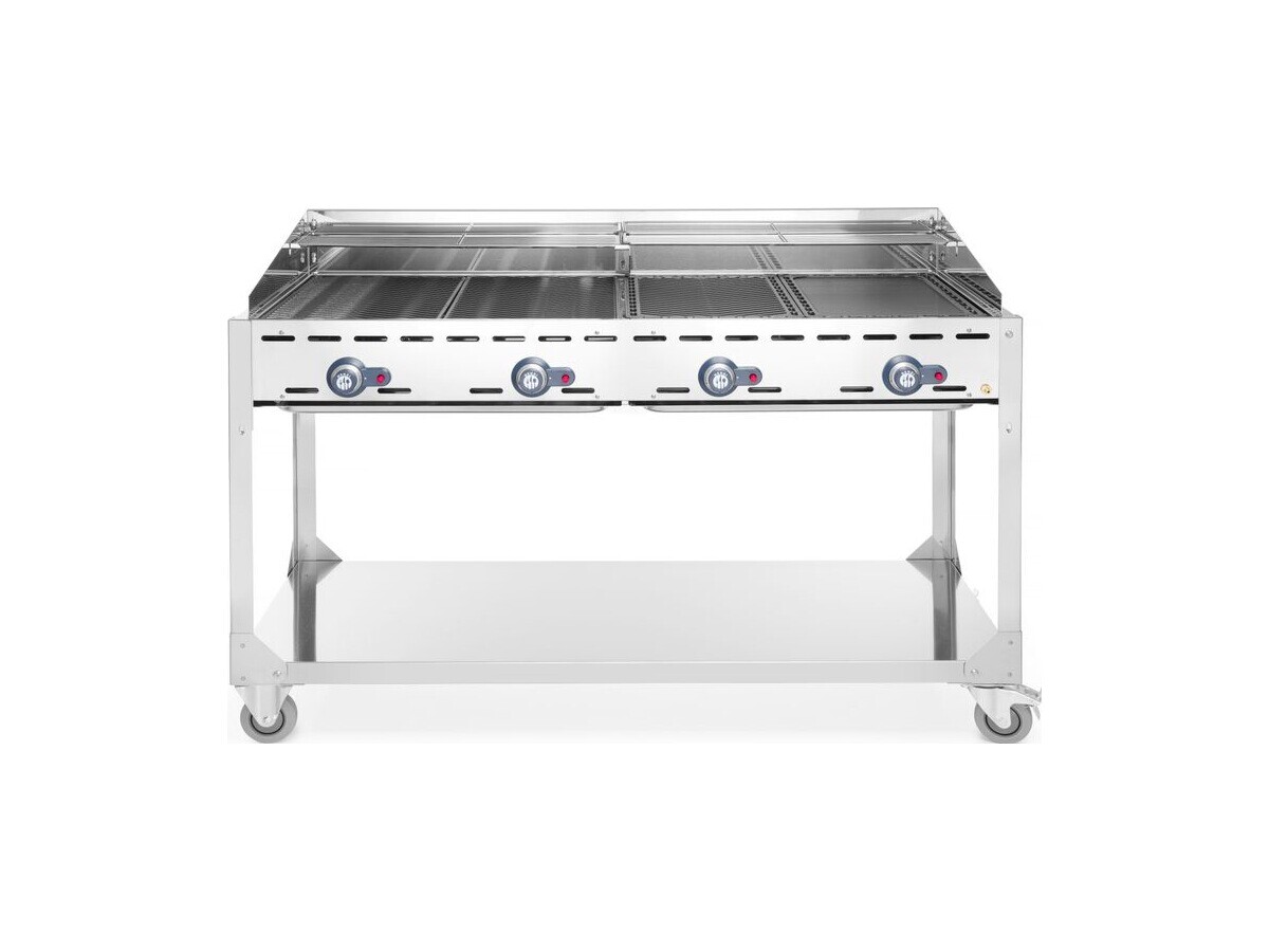 Hendi Green Fire Grillsystem, 4 Brenner, 22 kW, mit Rollengestell, BTH 1400 x 612 x 825 mm
