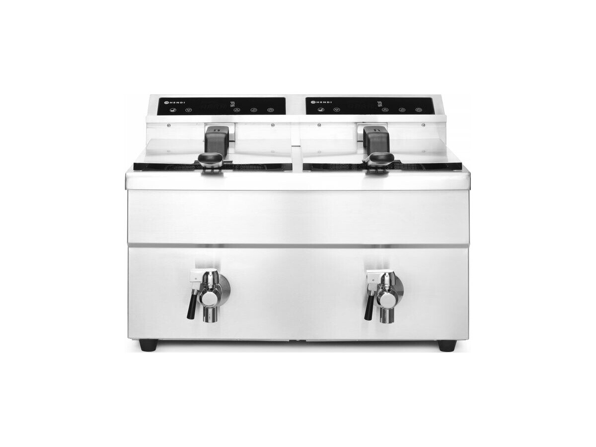 Hendi Induktionsfritteuse 2x 8 Liter, 7 kW, mit Ablasshahn, TBH 580x485x406 mm