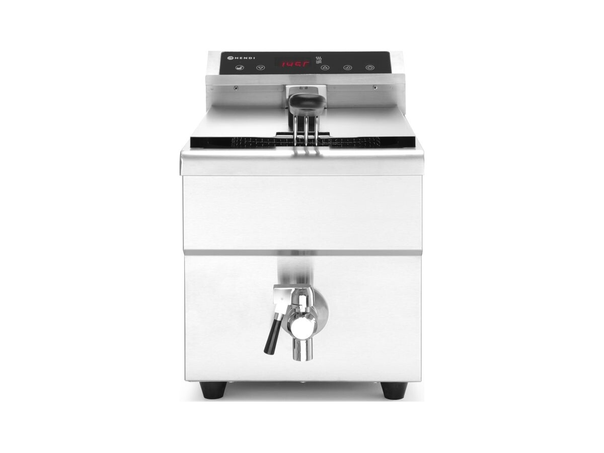 Hendi Induktionsfritteuse 8 Liter, 3,5 kW, mit Ablasshahn, BTH 290x485x405 mm