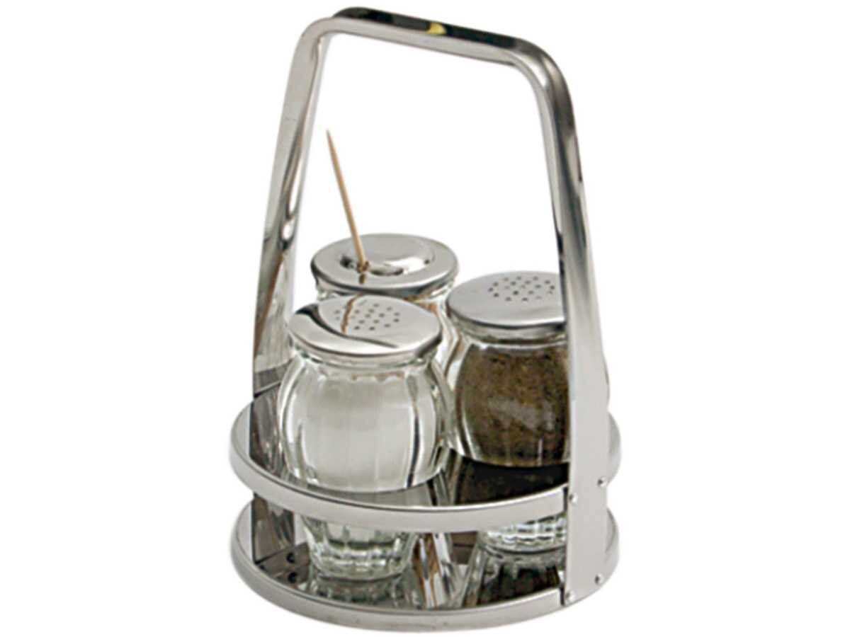 Menage 3-teilig, Salz/Pfeffer/Zahnstocher, Höhe 145 mm, Salzstreuer, BTH 0 x 0 x 155 mm