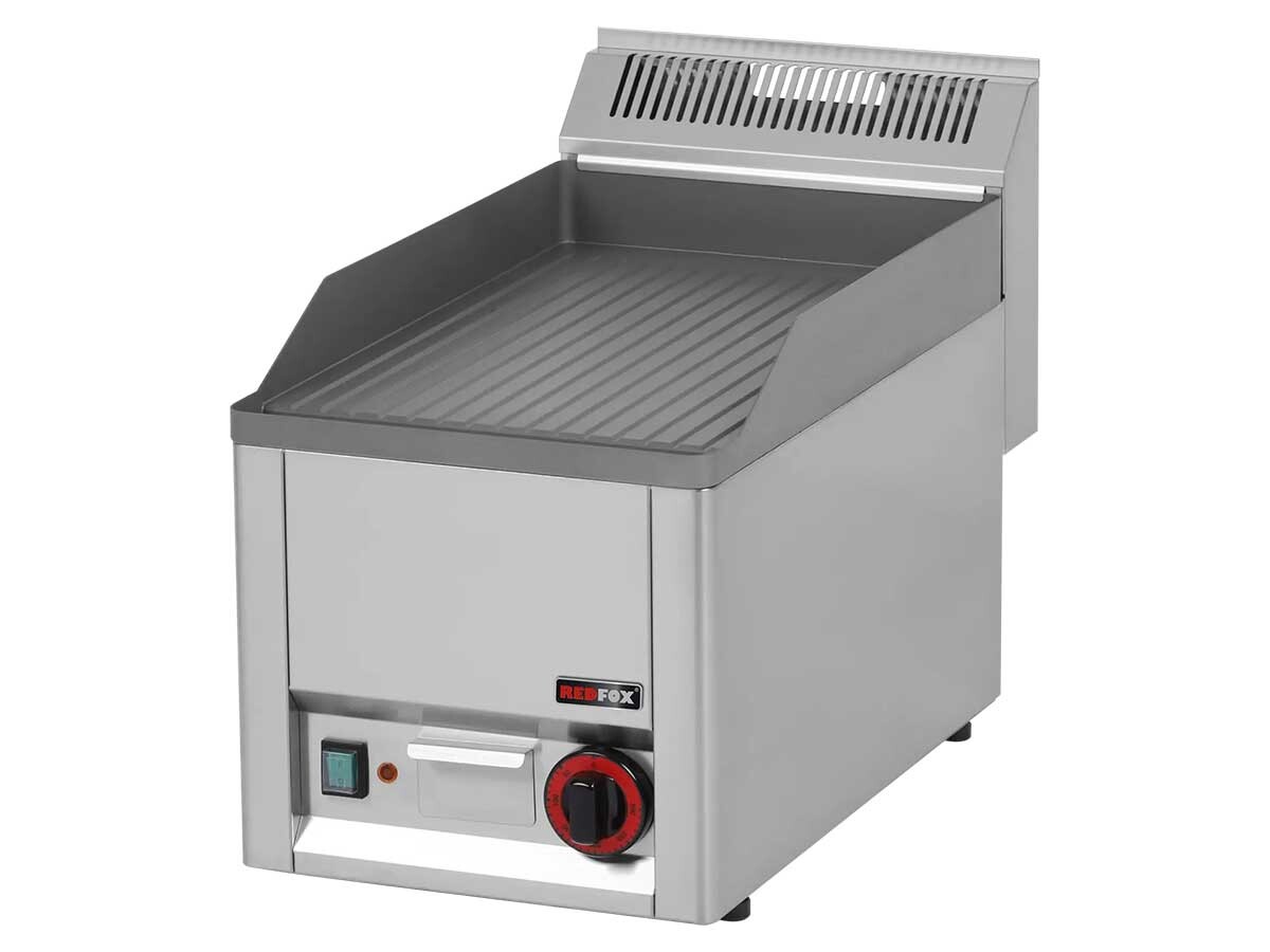 Redfox FTR 30 EL, Elektro Grillplatte gerillt, 320x480 mm, 230V, 3kW, 328x600x290 mm