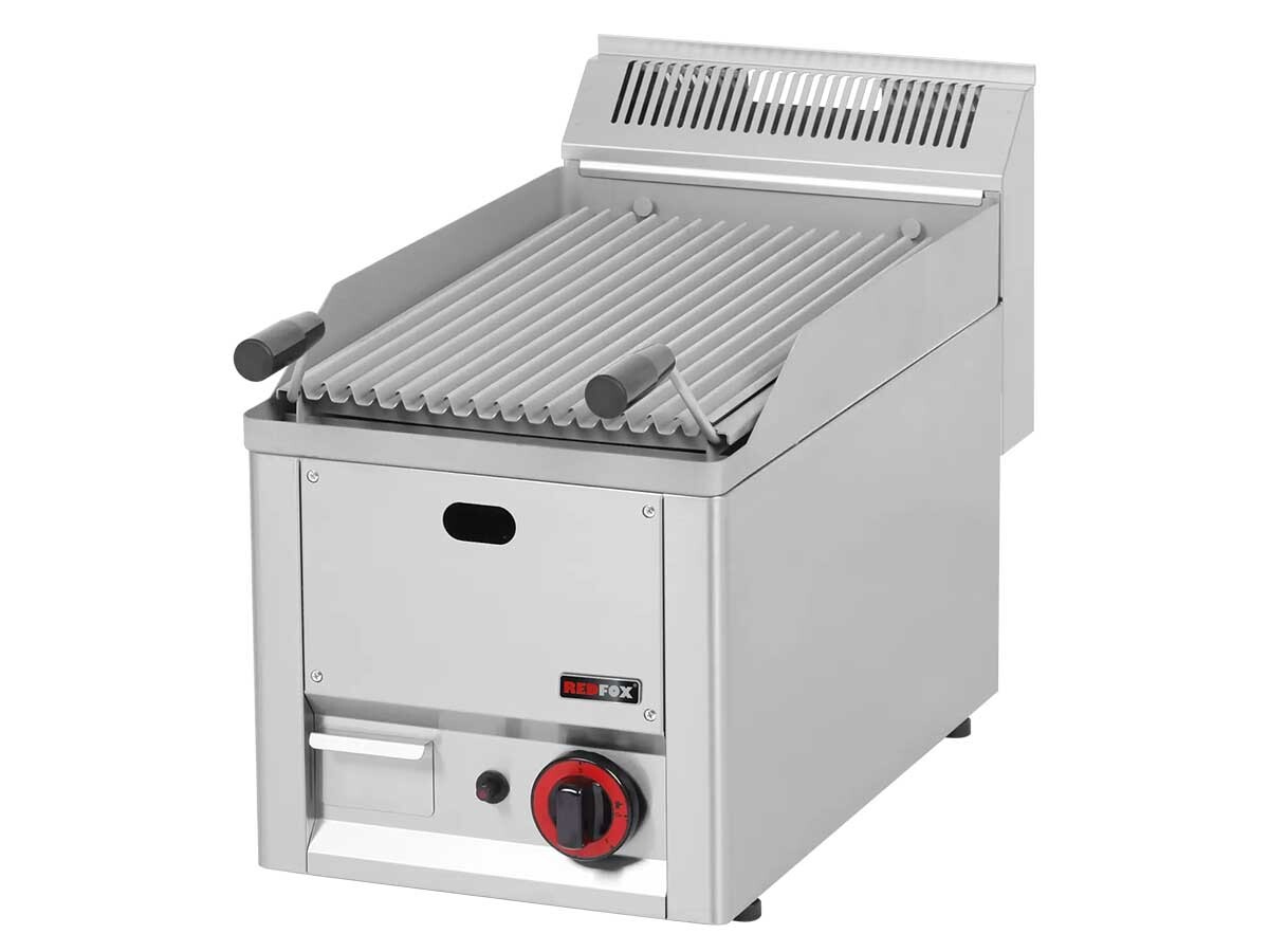 Redfox RF-Line 600, GL 30 GLS, Gas Lavasteingrill, 6,5 kW, 1 Heizzone, Tischgerät, BTH 328 x 609 x 290 mm