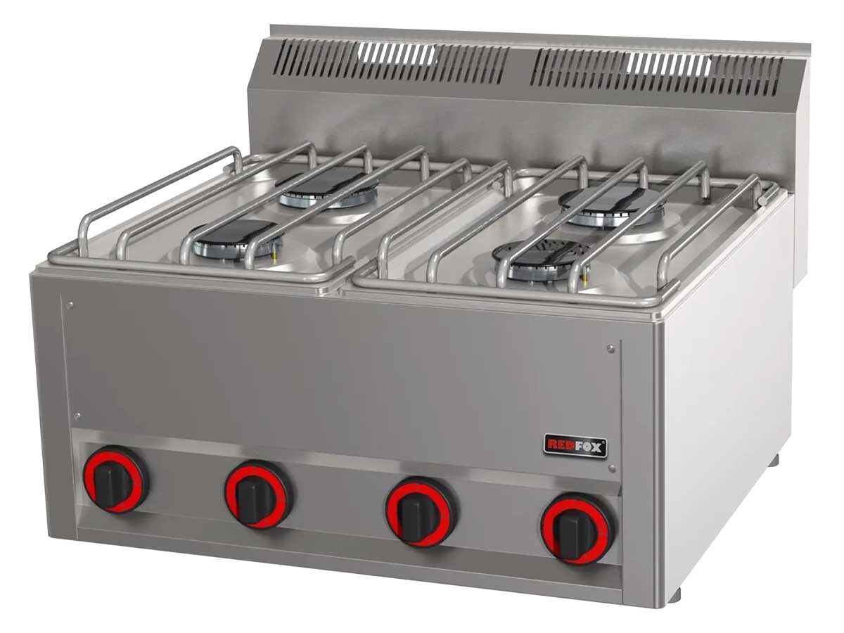 Redfox SP 60 GL Gasherd mit 4 Brenner, 13,2 KW, Piezo, 660 x 600 x 290 mm