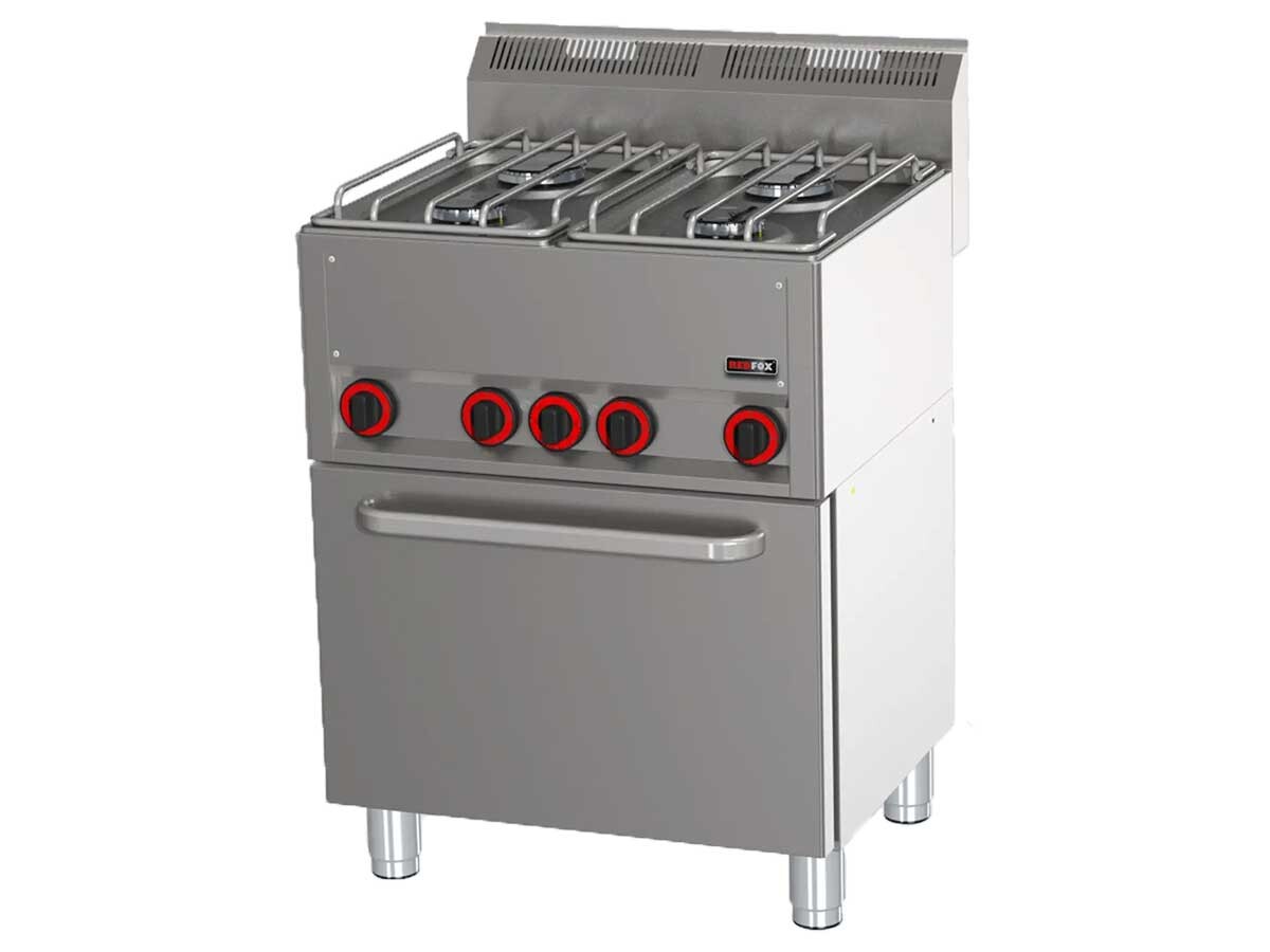 Redfox SPT 60 GL Gasherd mit 4 Brenner & Backofen, 13,2 KW, Piezo, 660 x 600 x 860 mm
