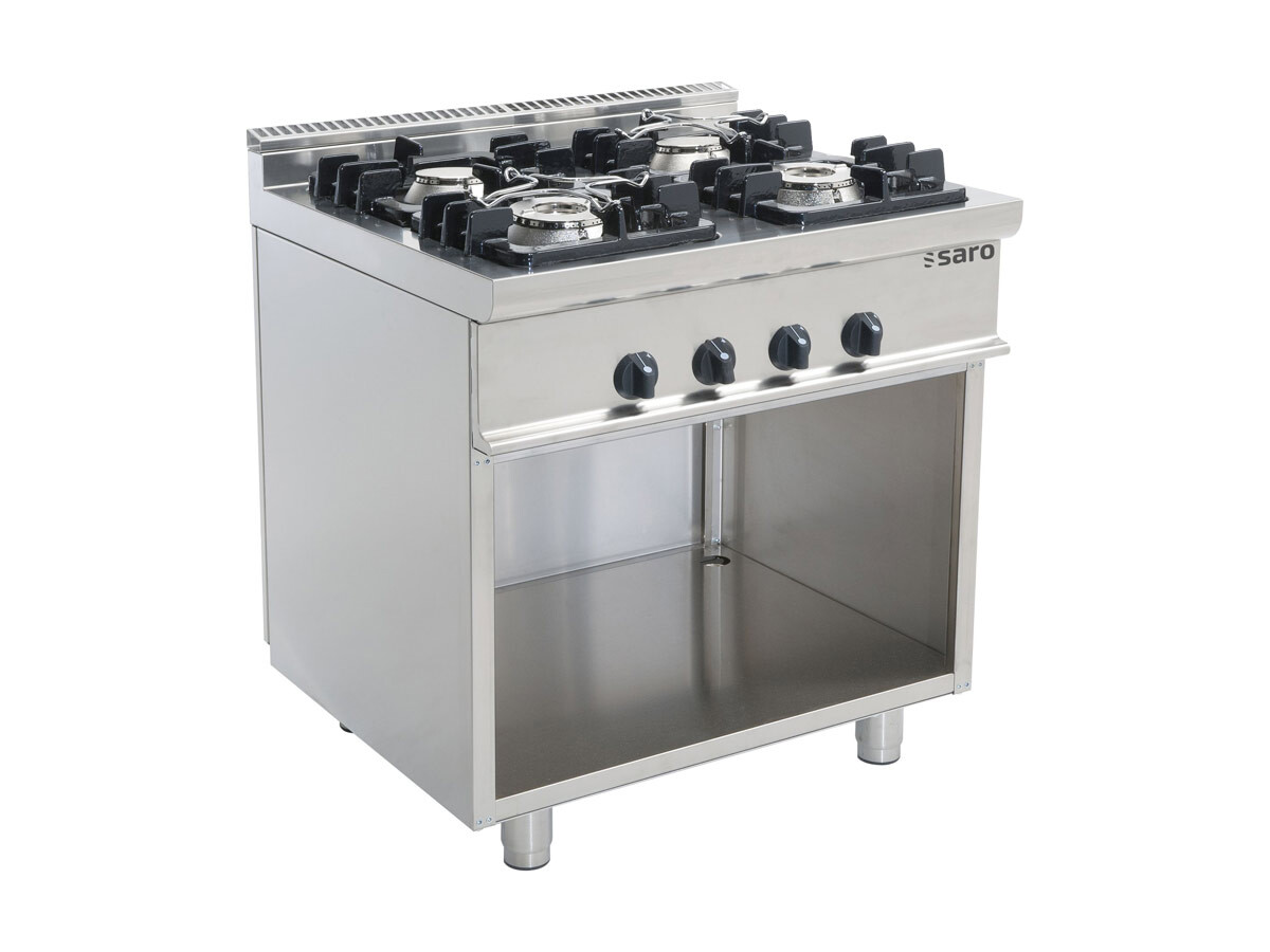 Saro 700er Profi Kochlinie E7/KUPG4BA, Gasherd 4 Brenner mit offenem Unterbau, 24 kW, BTH 800 x 700 x 850 mm