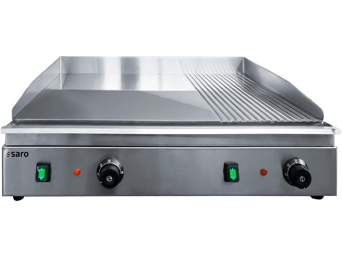 Saro COMO Elektro Grillplatte, 1/3 gerillt + 2/3 glatt, Auftischgerät, 230V 3,5kW, BTH 720 x 460 x 240 mm