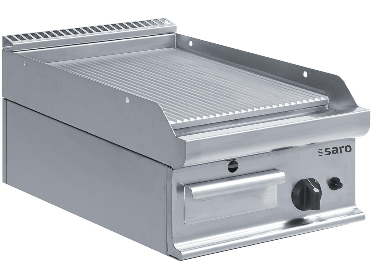 Saro E7/KTG1BBR Gas Grillplatte, gerillte Grillfläche, Auftischgerät, 6 kW, BTH 400 x 700 x 270 mm