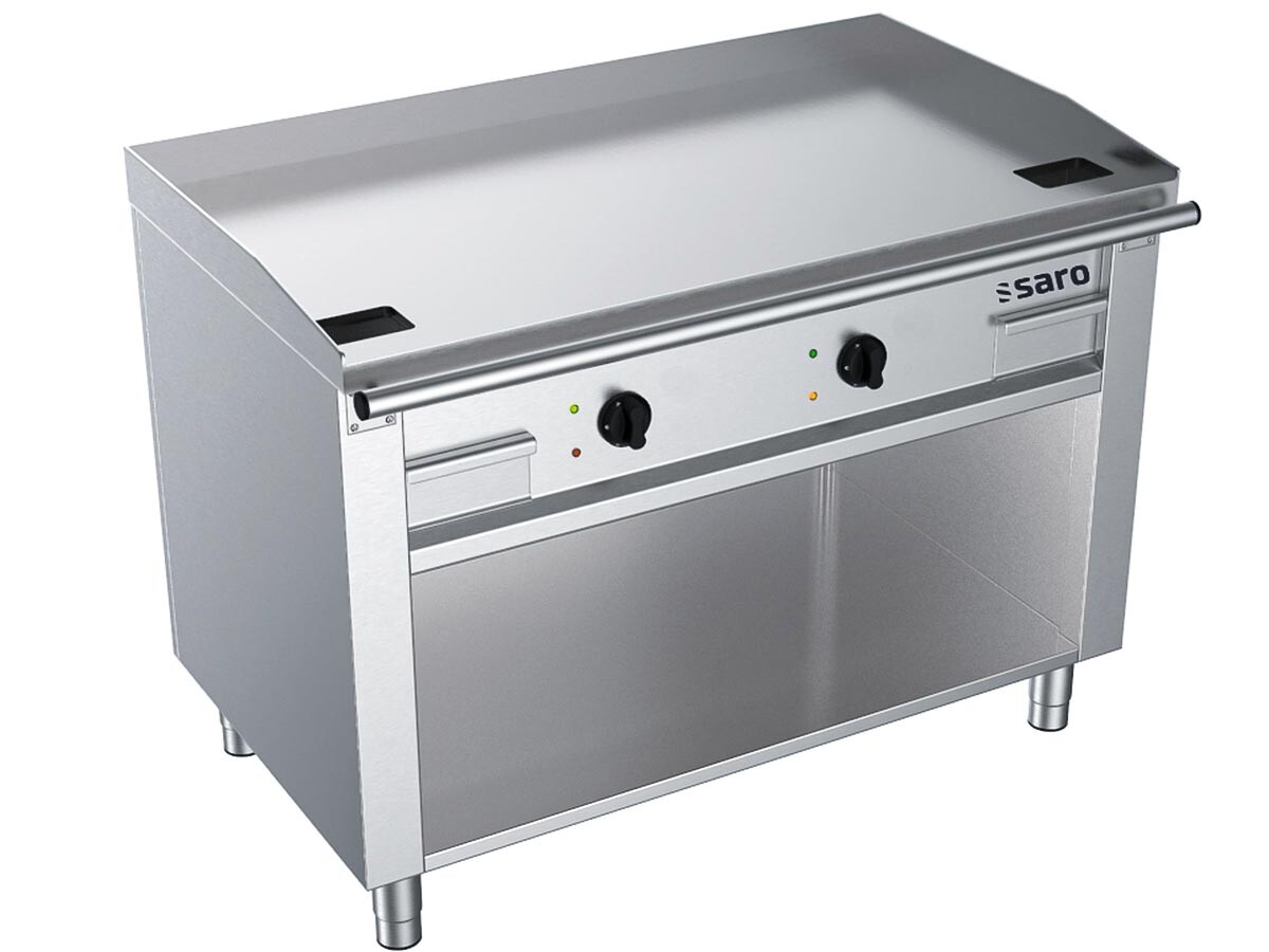 Saro Elektro-Teppanyakigrill TED2/120E, 2 Heizzonen, offener Unterbau, 400V 10,8kW, BTH 1200 x 740 x 850 mm