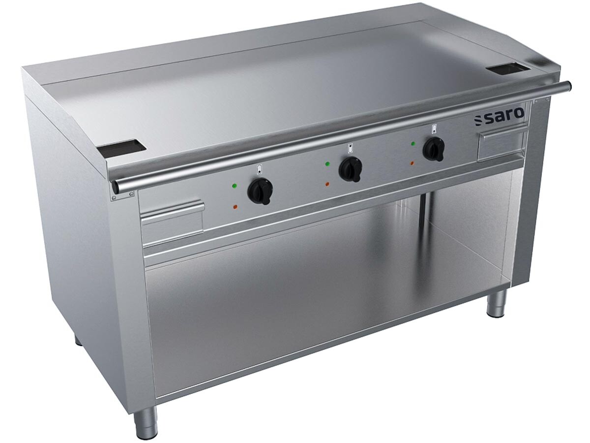 Saro Elektro-Teppanyakigrill TED3/140E, 3 Heizzonen, offener Unterbau, 400V 16,2kW, BTH 1400 x 740 x 850 mm