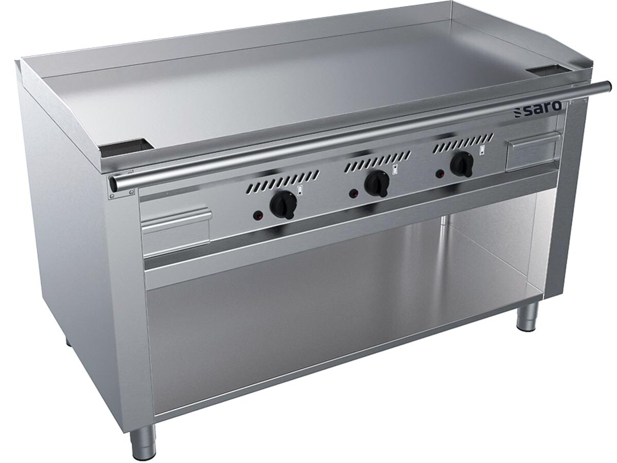 Saro Gas-Teppanyakigrill TED3/140G, 3 Heizzonen, offener Unterbau, 17,4 kW, BTH 1400 x 740 x 850 mm