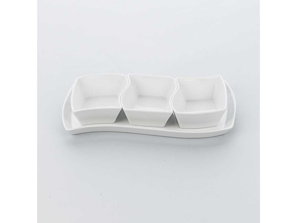 Serie Apulia F Schälchen-Set, Wellenform eine Platte mit drei Schälchen