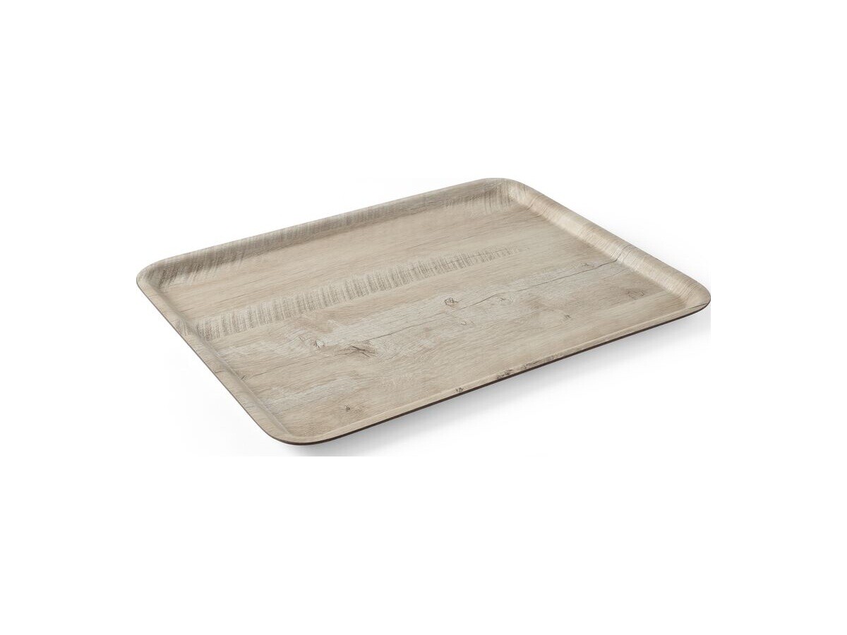 Serviertablett mit Holzoptik, aus Melamin, Holz hell, 370 x 530 mm