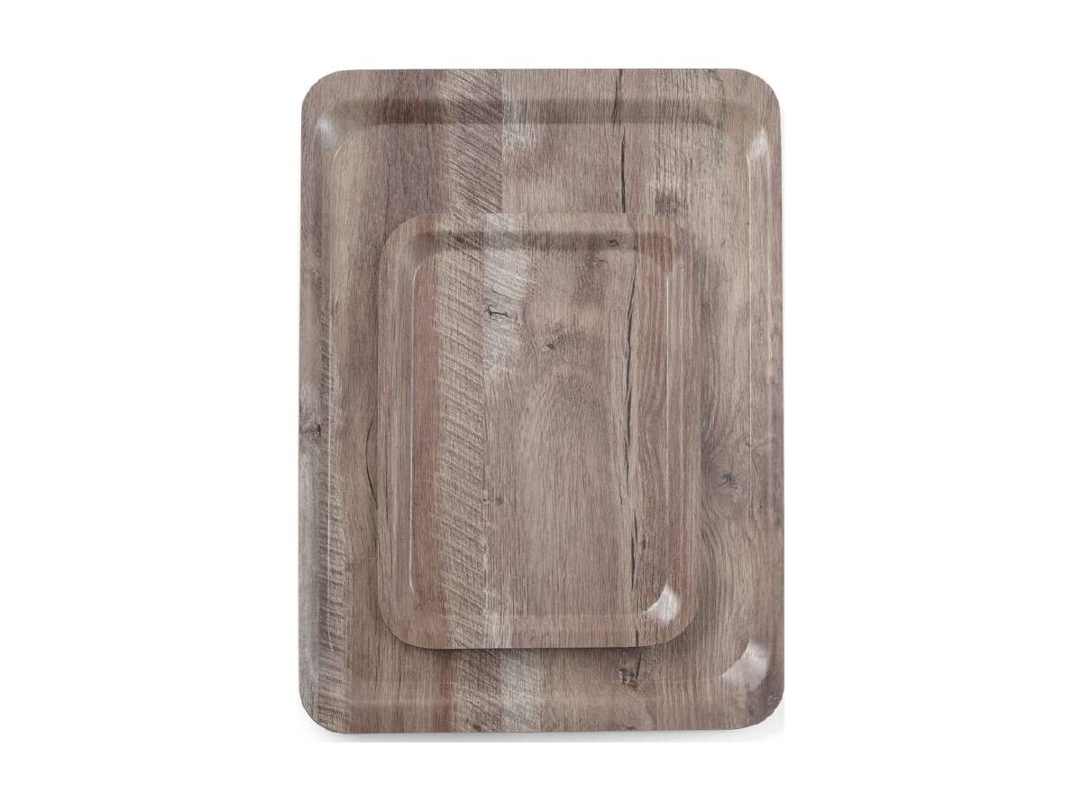 Serviertablett mit Holzoptik, aus Melamin, Holz dunkel, 370 x 530 mm