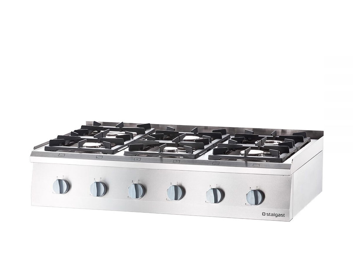 Stalgast Serie 700, Gasherd 6 Brenner als Tischgerät, 36,5 kW, BTH 1200 x 700 x 250 mm