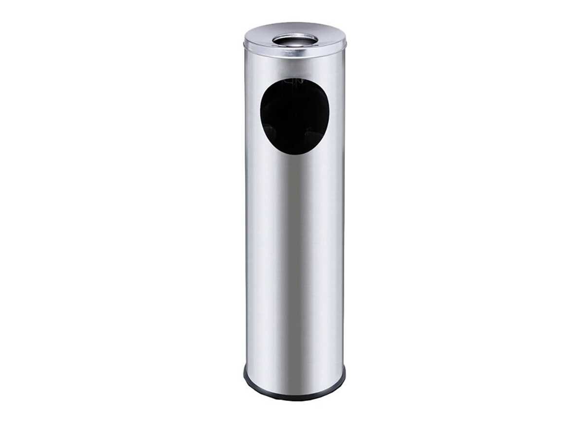 Standaschenbecher mit Papierkorb, satiniert, Aschenbecher, BTH 0 x 0 x 700 mm