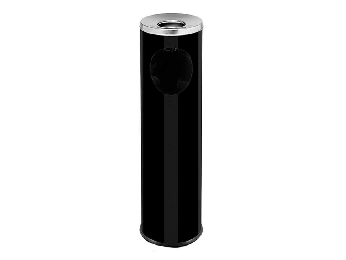 Standaschenbecher mit Papierkorb, schwarz, Aschenbecher, BTH 200 x 200 x 700 mm