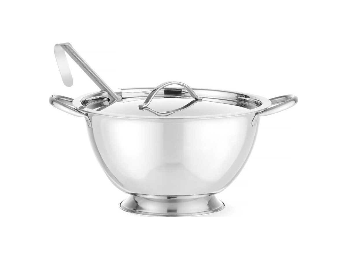 Edelstahl Suppenterrine mit Deckel und Servierlöffel, 2,7 Liter