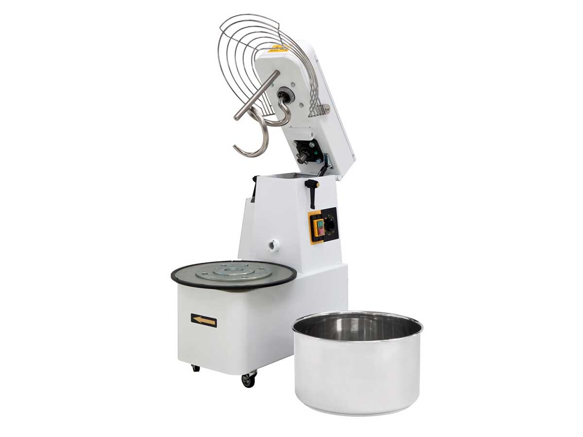 Prismafood IMR 30 Teigknetmaschine 25 kg Teig, 32 Liter, mit aufklappbarem Rührwerk und abnehmbaren Kessel, 1 Geschwindigkeit, 230V